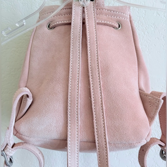 Like New Brandy Melville Pink Suede Mini Backpack, Drawstring/Snap Closure - Picture 6 of 14